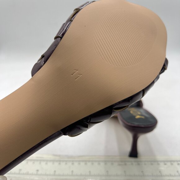 YDN Maroon Open Toe Checkered Pretty Mules High Spool Heels Slide Sandals - Picture 6 of 8